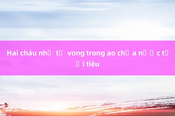 Hai cháu nhỏ tử vong trong ao chứa nước tưới tiêu